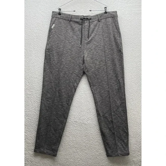 Mauvais Pants Mens 40x30 Heather Gray Drawstring Trousers Resort Woven Tapered - Picture 2 of 10